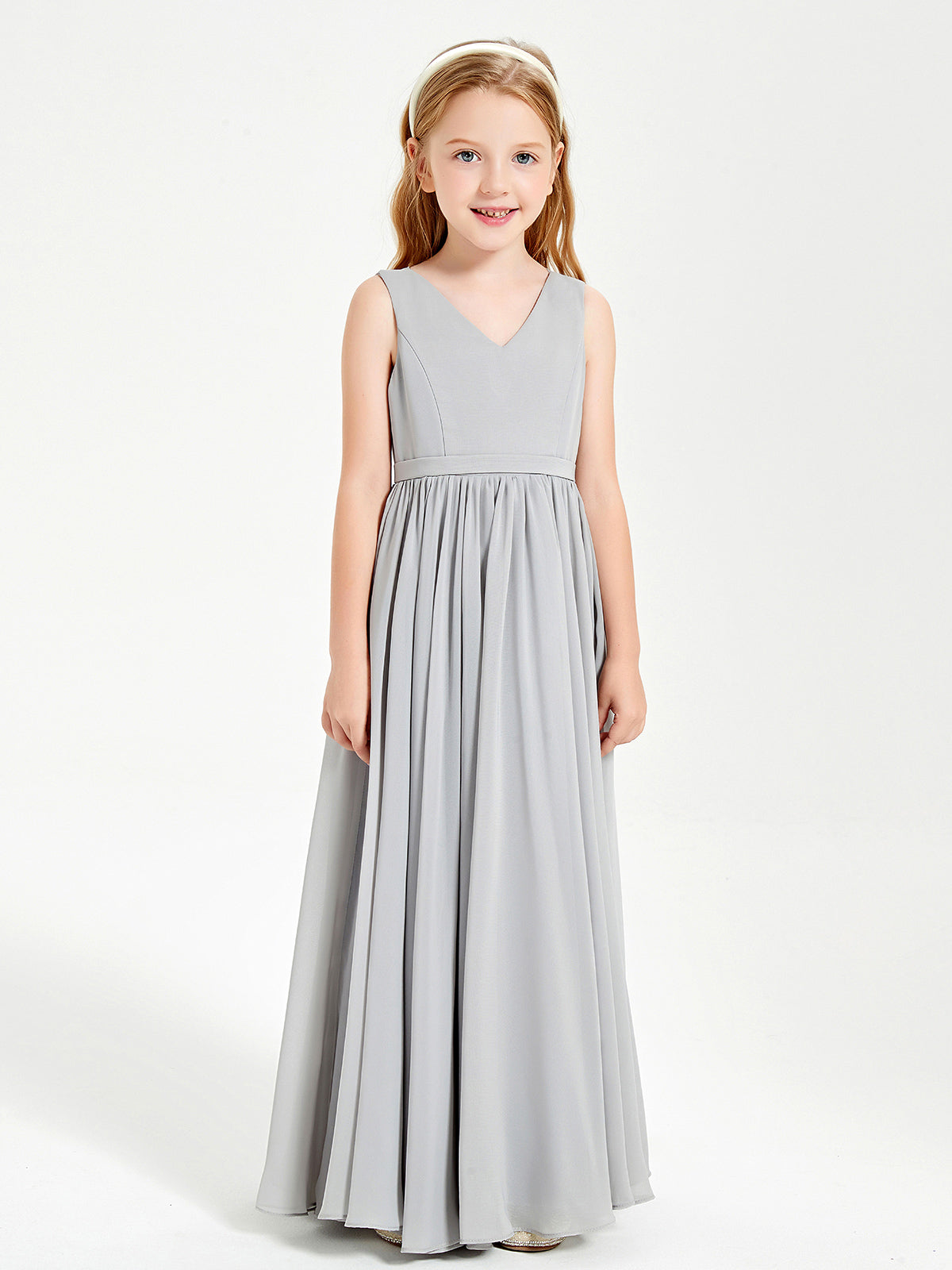 Chic Elegant Sleeveless Dresses for Junior Bridesmaids Silver